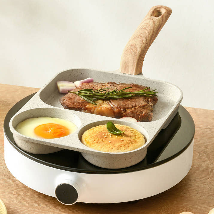 4-in-1 Nonstick Frying Pan: Ideal for Eggs, Bacon, and Burgers