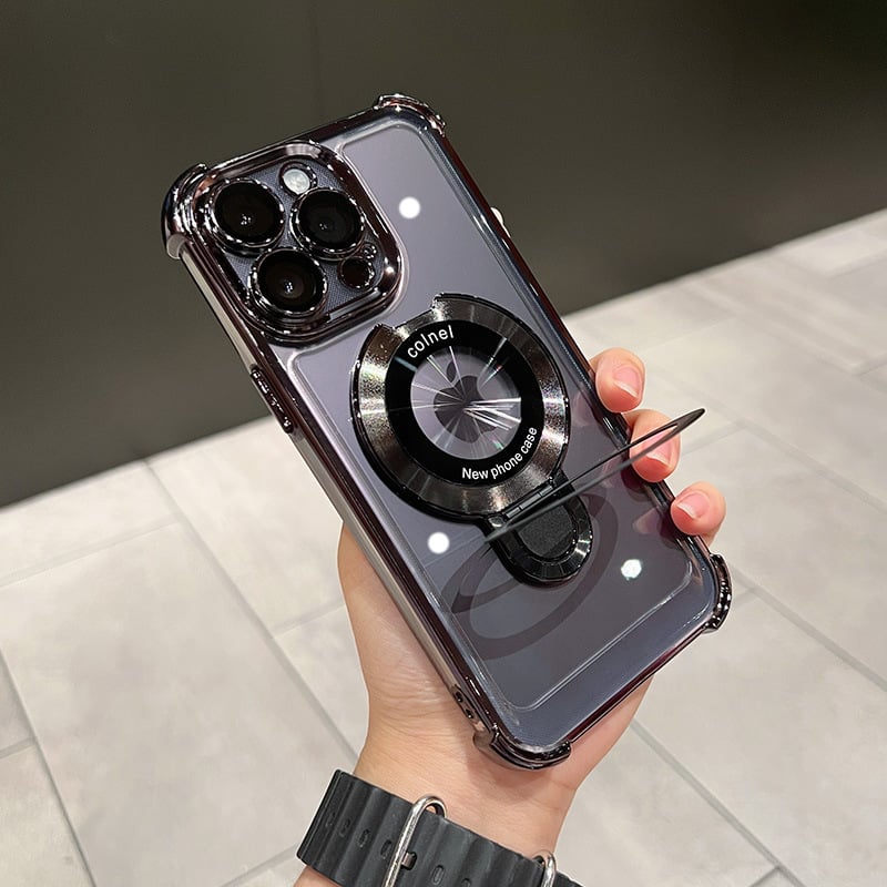 New In Phone Case for iPhone 17 Series - Four Corners Air Cushion Anti-fall Case for iPhone with Invisible Ring Stand