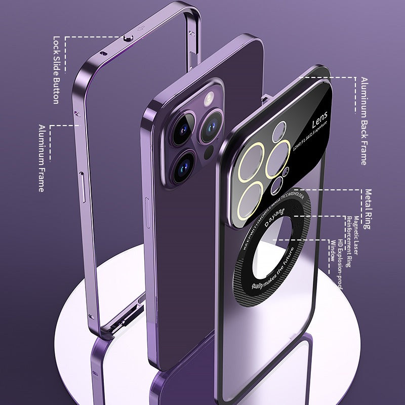 Transparent Metal Frame Snapped Button Lock For iPhone Case