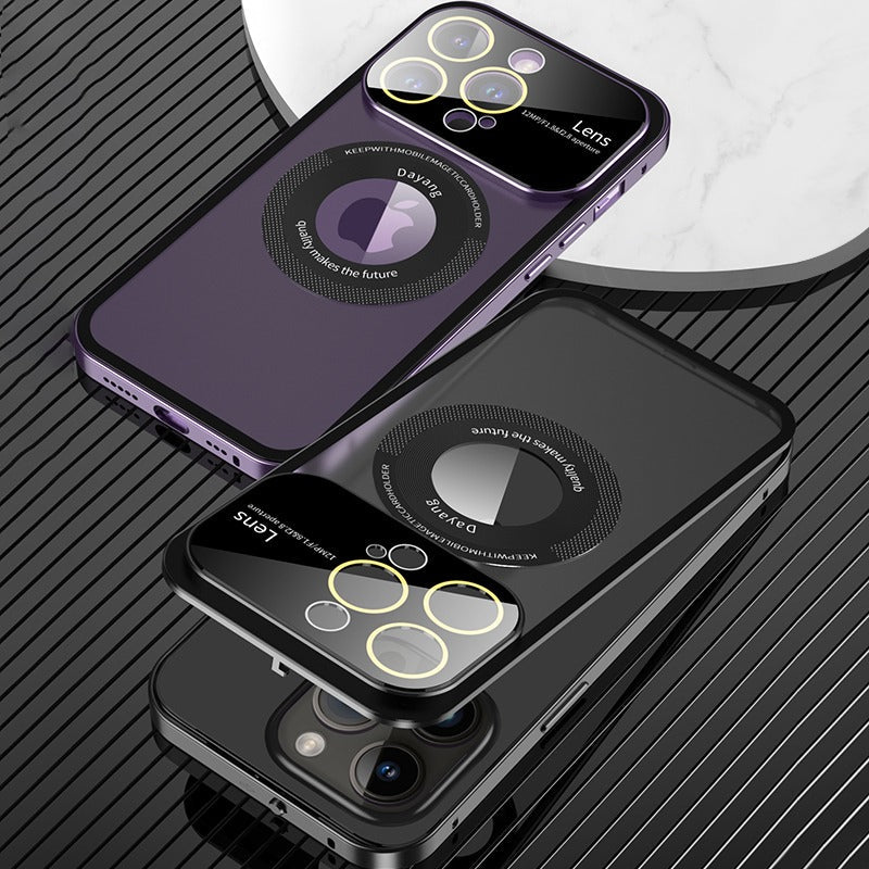 Transparent Metal Frame Snapped Button Lock For iPhone Case