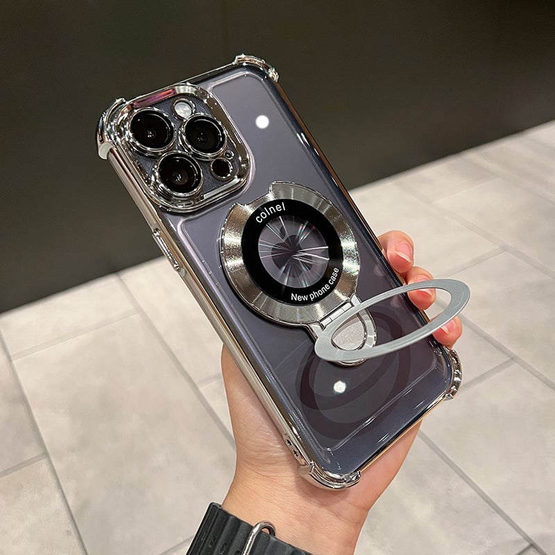 New In Phone Case for iPhone 17 Series - Four Corners Air Cushion Anti-fall Case for iPhone with Invisible Ring Stand