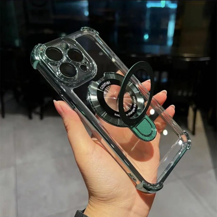 New In Phone Case for iPhone 17 Series - Four Corners Air Cushion Anti-fall Case for iPhone with Invisible Ring Stand