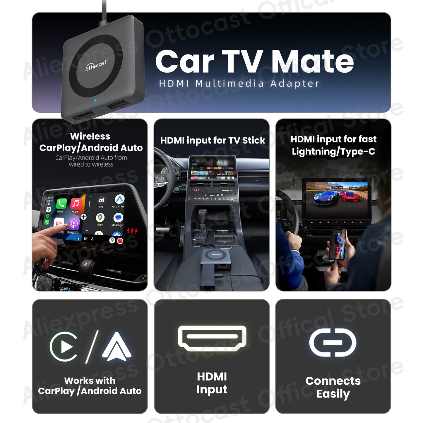 【NEW】2025 Upgraded Car TV-HDMI Multimedia Wireless CarPlay/Android Auto Adapter