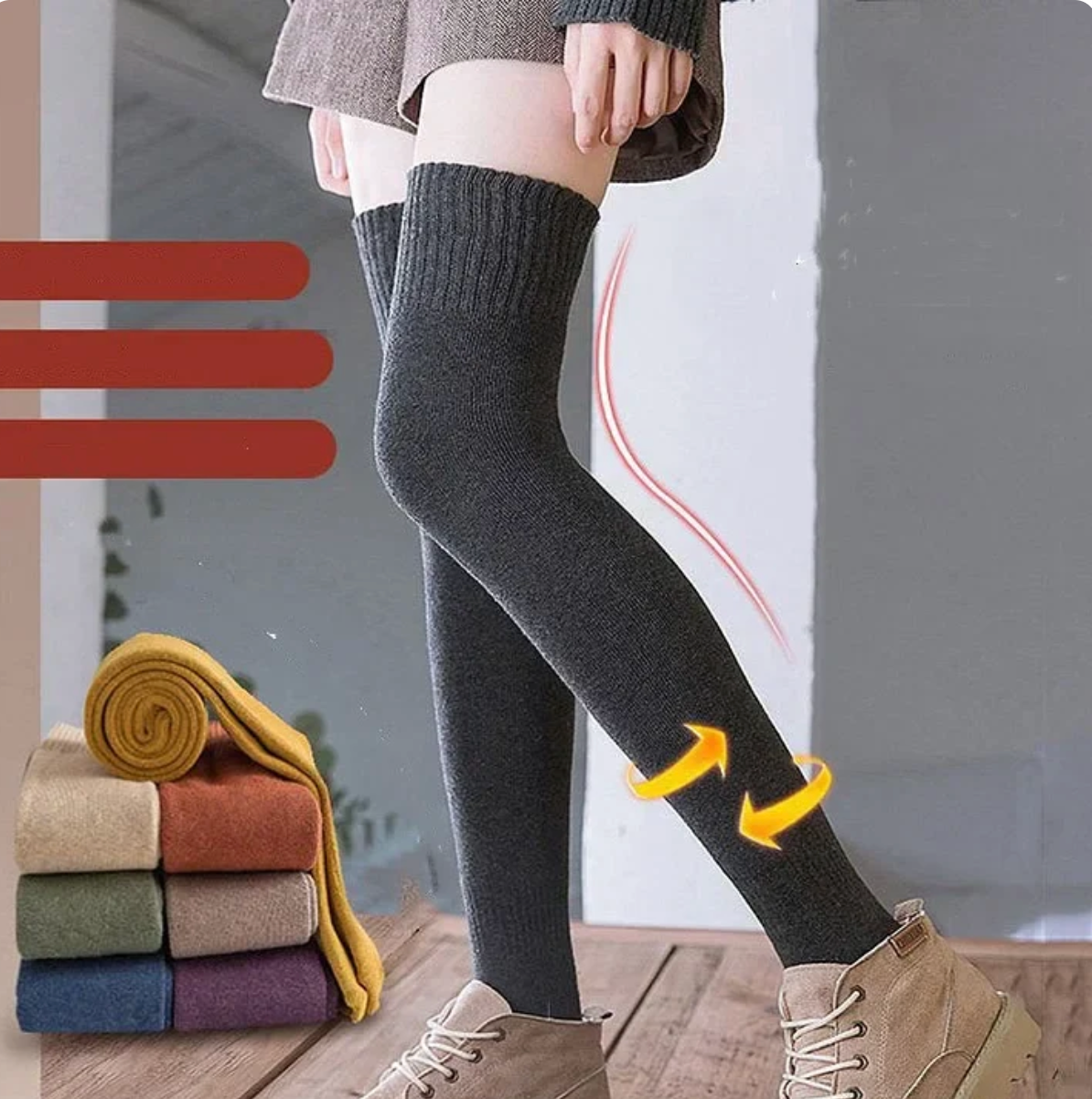 🧦 Medias gruesas hasta la rodilla – La combinación perfecta de calor y estilo