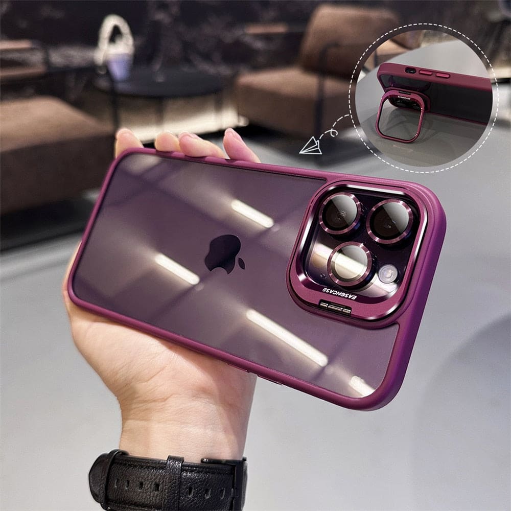 Transparent Cell Phone Holder + Lens Film Combo Cell Phone Case