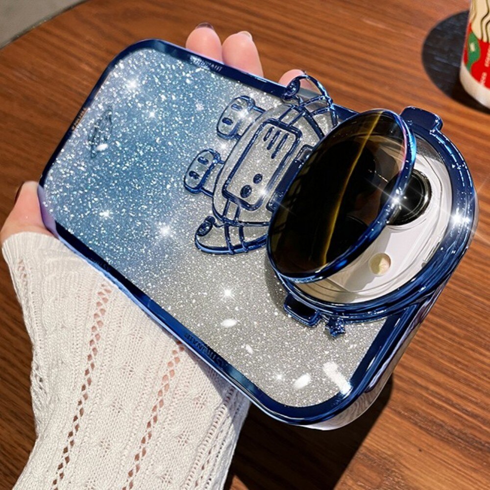 Glitter Astronaut Camera Stand Phone Case For iphone
