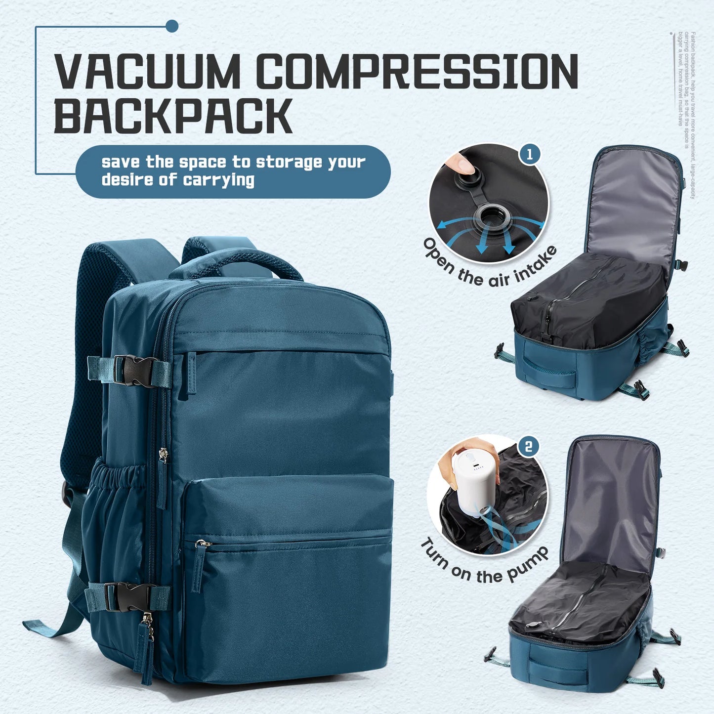 Vacuum Compression Backpack - Pump Free π Gift