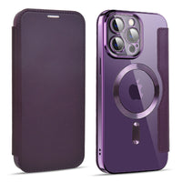 Transparent Electroplated Magnetic Leather Flip Case