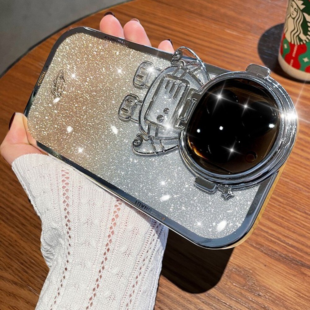 Glitter Astronaut Camera Stand Phone Case For iphone