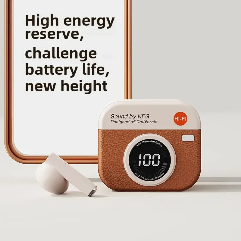 Retro Camera Style Headset - Bluetooth 5.4 - Noise Cancelling