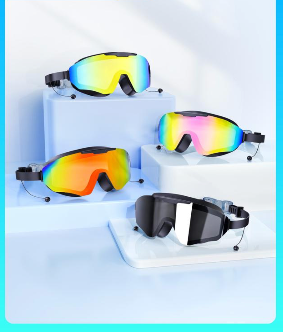 Windom Swim Goggles for Adults & Kids - Anti-Fog Full-Coverage, 3-Color UV Lens, Waterproof Earplugs & Nose Clip