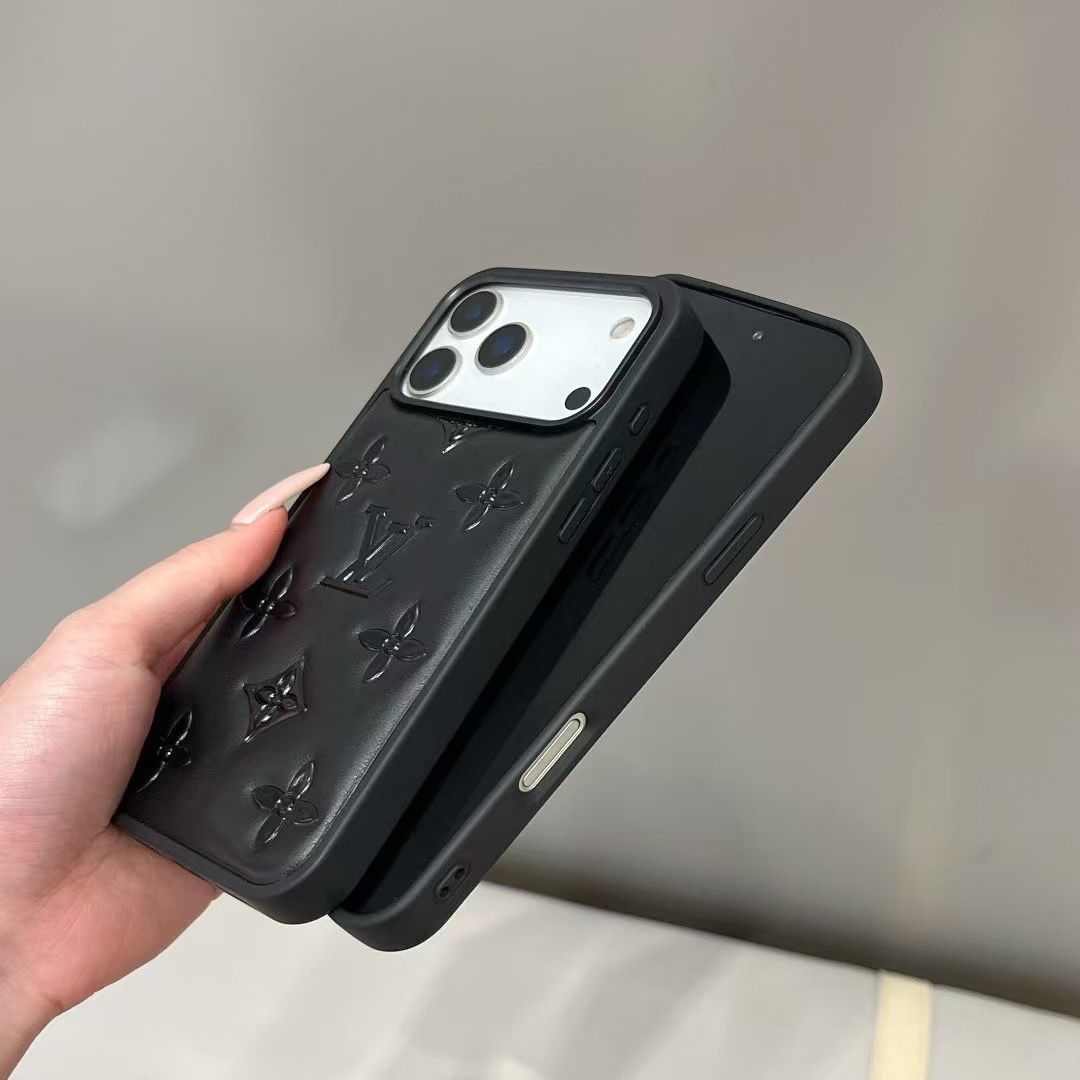 Funda de cuero de diseñador con monograma de lujo para iPhone 17/16/15/14