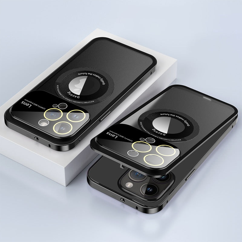 Transparent Metal Frame Snapped Button Lock For iPhone Case