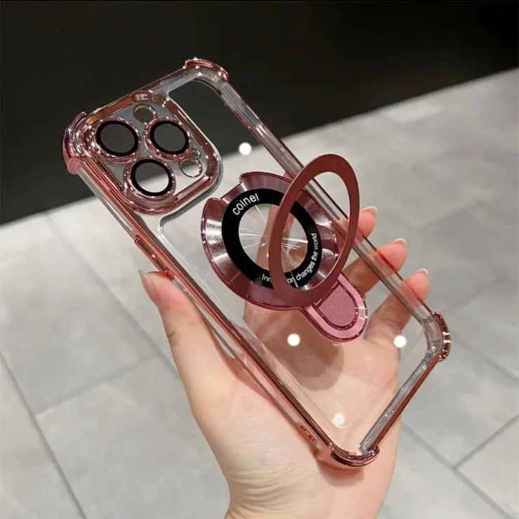New In Phone Case for iPhone 17 Series - Four Corners Air Cushion Anti-fall Case for iPhone with Invisible Ring Stand