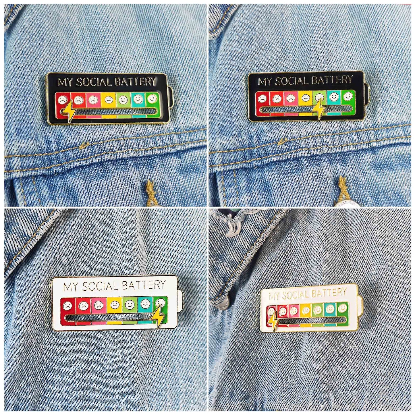 My Social Battery Pin Slider 7 days Mood Brooch