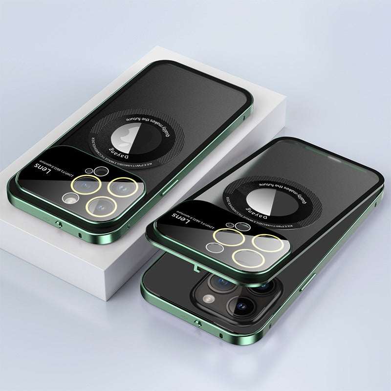 Transparent Metal Frame Snapped Button Lock For iPhone Case