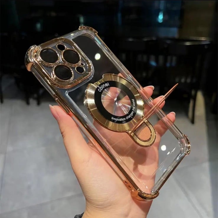 New In Phone Case for iPhone 17 Series - Four Corners Air Cushion Anti-fall Case for iPhone with Invisible Ring Stand