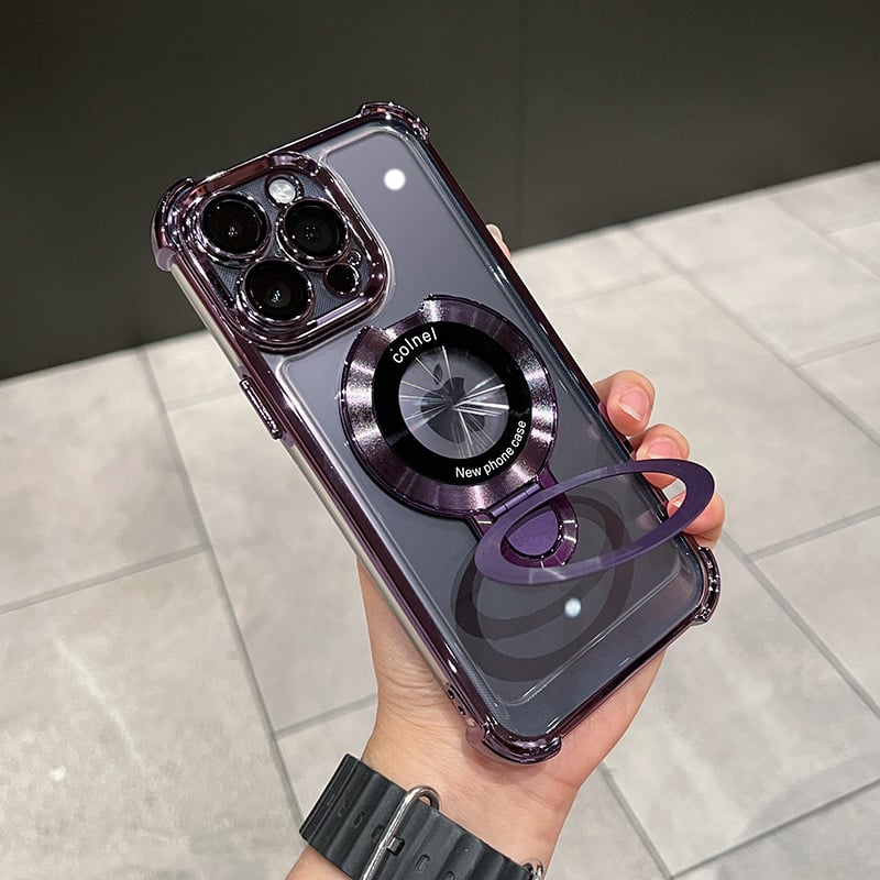 New In Phone Case for iPhone 17 Series - Four Corners Air Cushion Anti-fall Case for iPhone with Invisible Ring Stand
