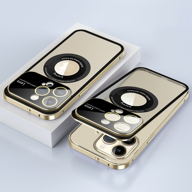 Transparent Metal Frame Snapped Button Lock For iPhone Case