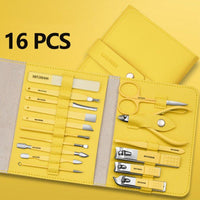(16pcs/Set) Stainless Steel Nail Clipper Set With Folding Bag Nail Knife Set Scissors Makeup Beauty Tools