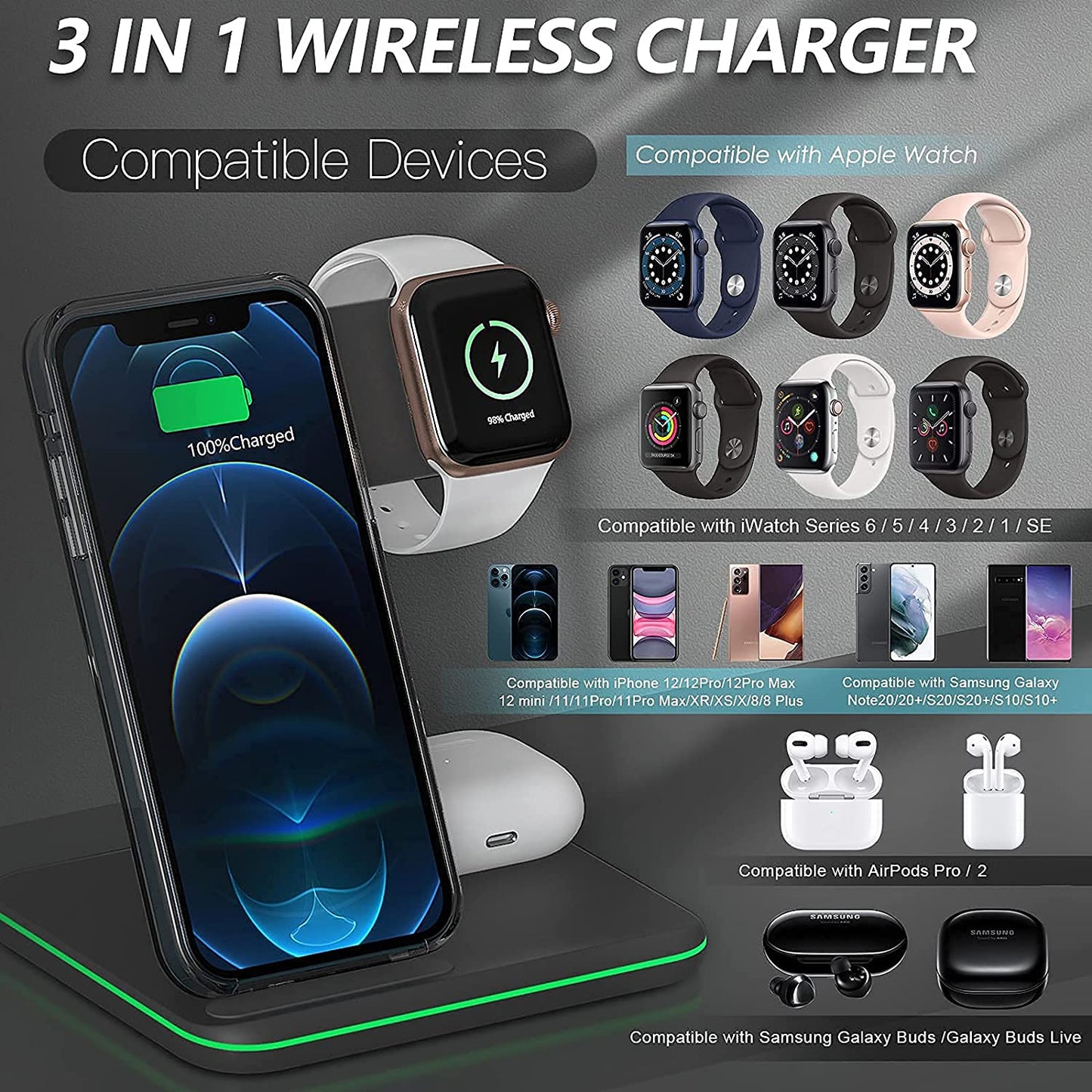 3 in 1 Wireless Charging Station