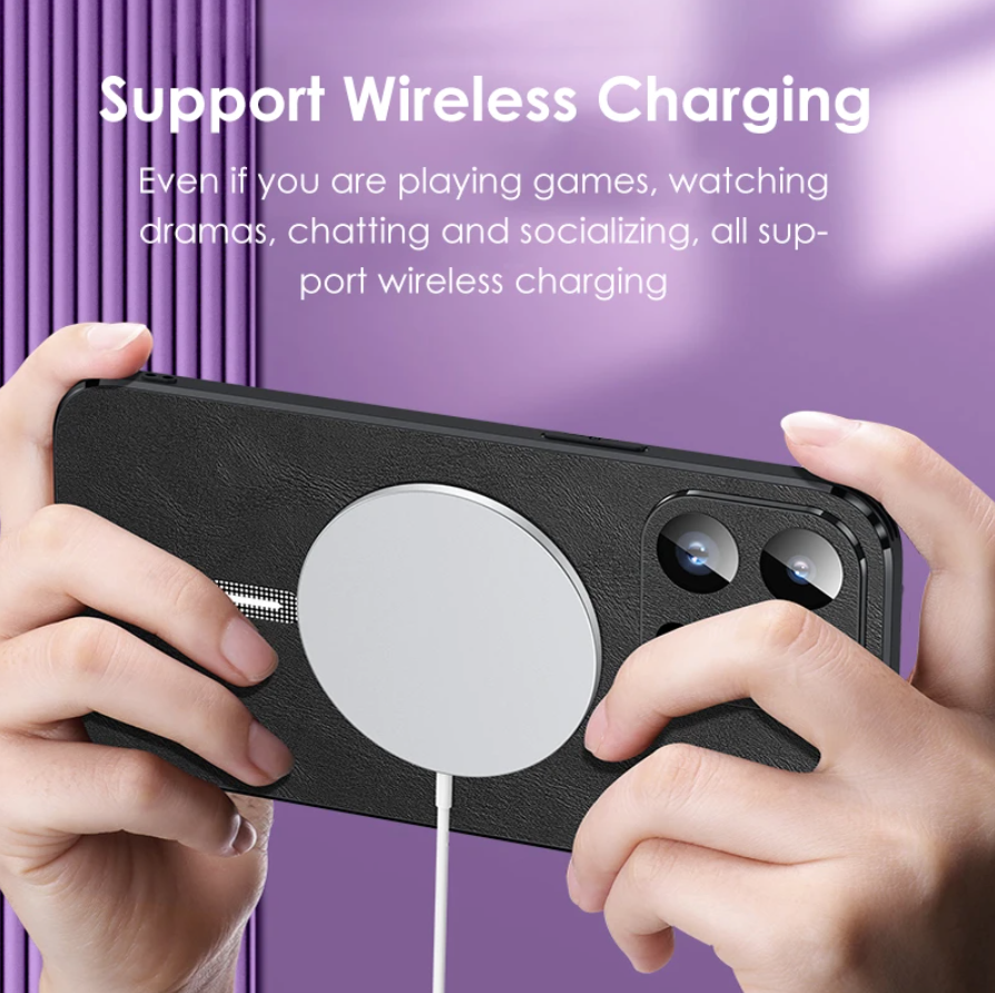 Leather Phone Case For Magsafe Wireless Charger