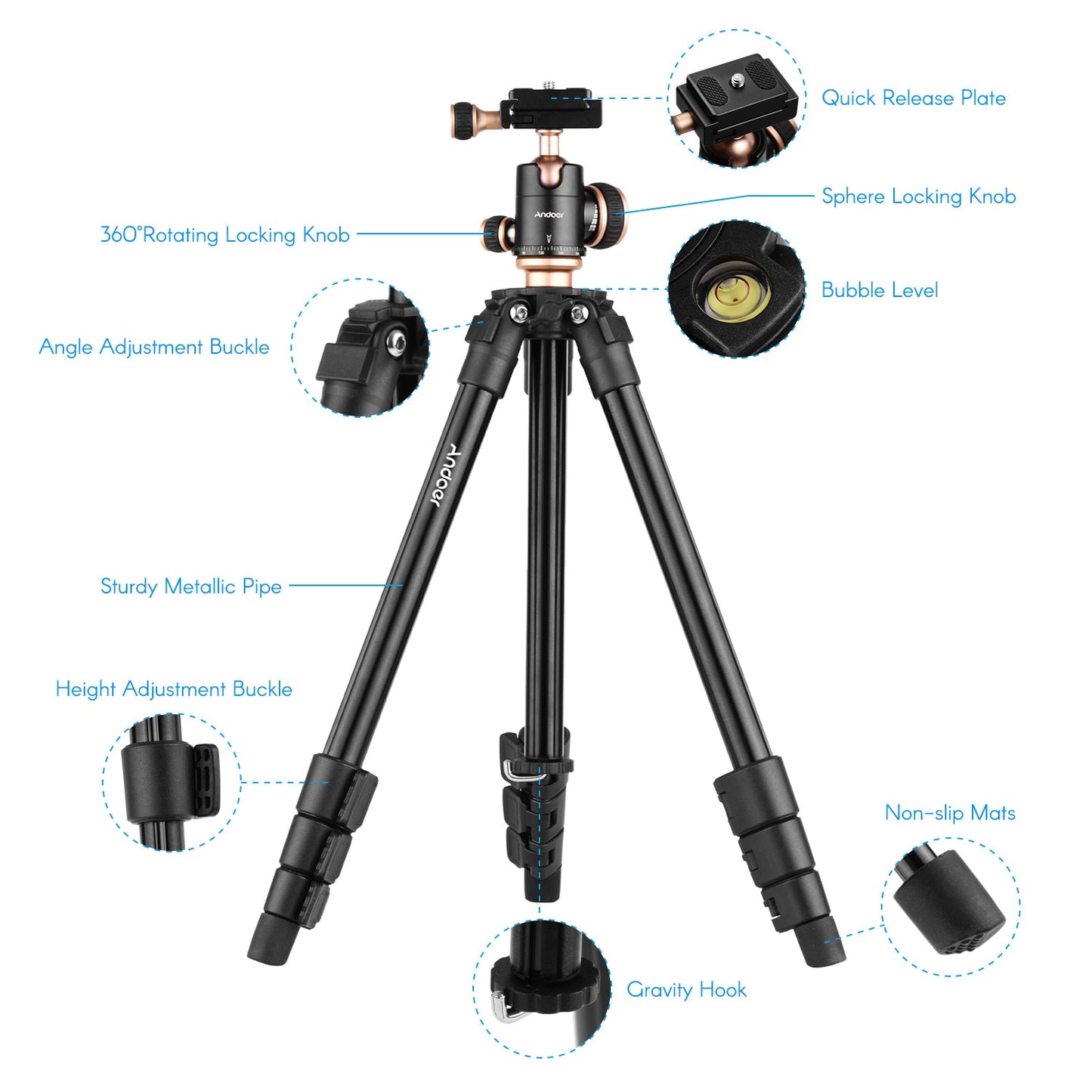 Camera Tripod with Panoramic Ballhead for Canon/Nikon/Sony
