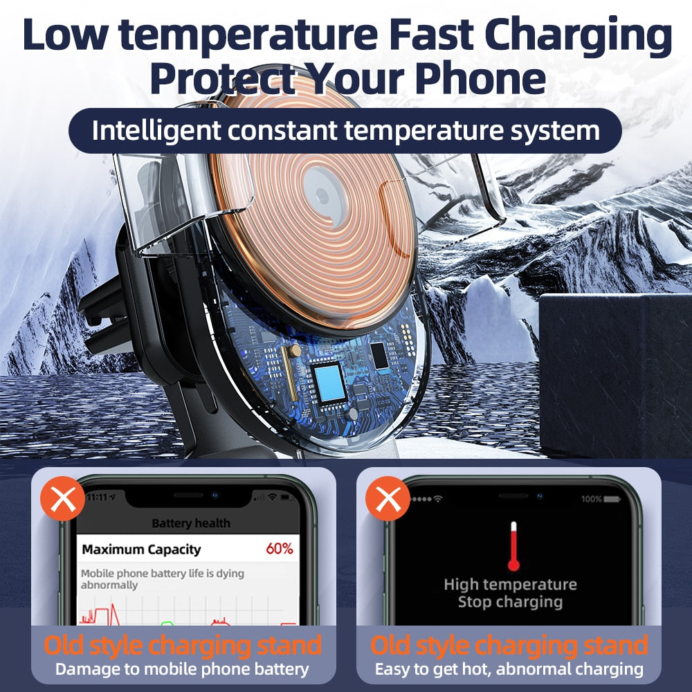 Universal Car Phone Holder & Super Fast Wireless 15W Qi Charge
