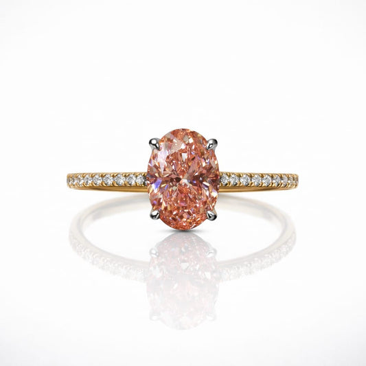 "Lily" Fancy Pink Halo Diamond Ring