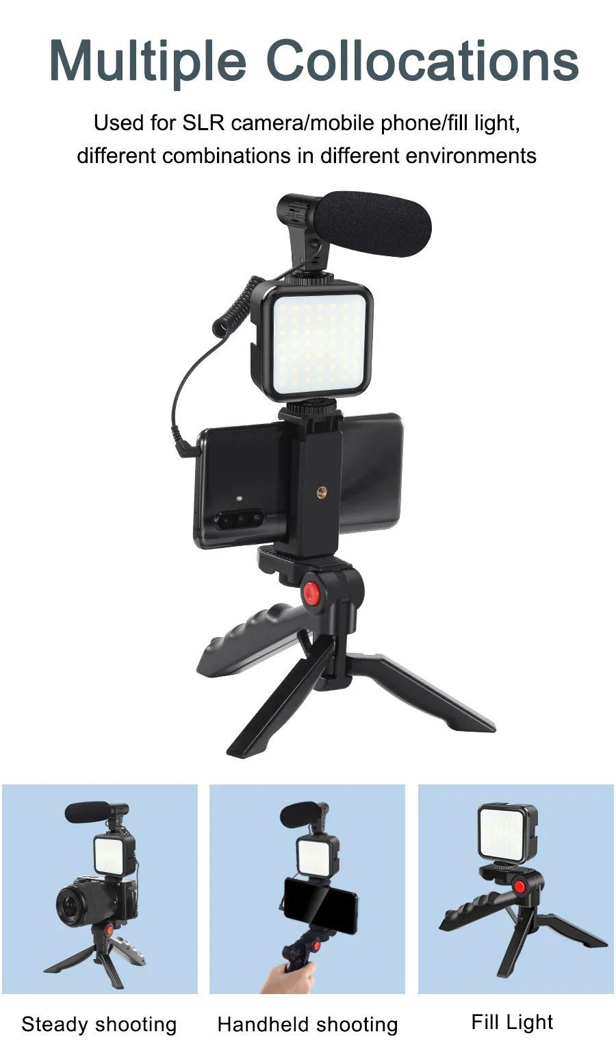 5 in 1 Vlogging Kit with Fill Light Microphone Tripod - 🔥Last Day 50% OFF🔥