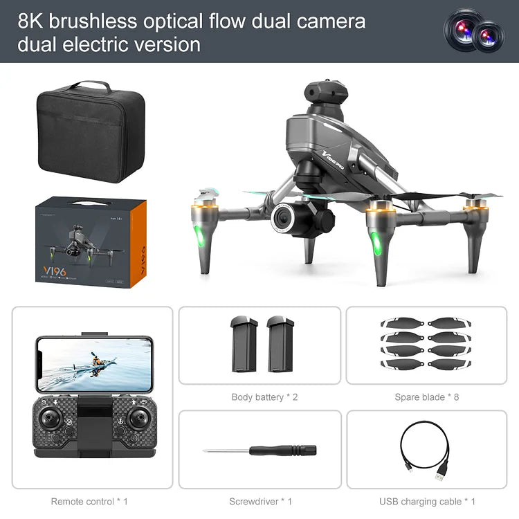 Zaho™ Photography Drone with 8K camera for adults, v196 rc quadcopter with auto return, follow me