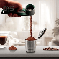 Practical and compact coffee scoop funnel with sliding measuring function
