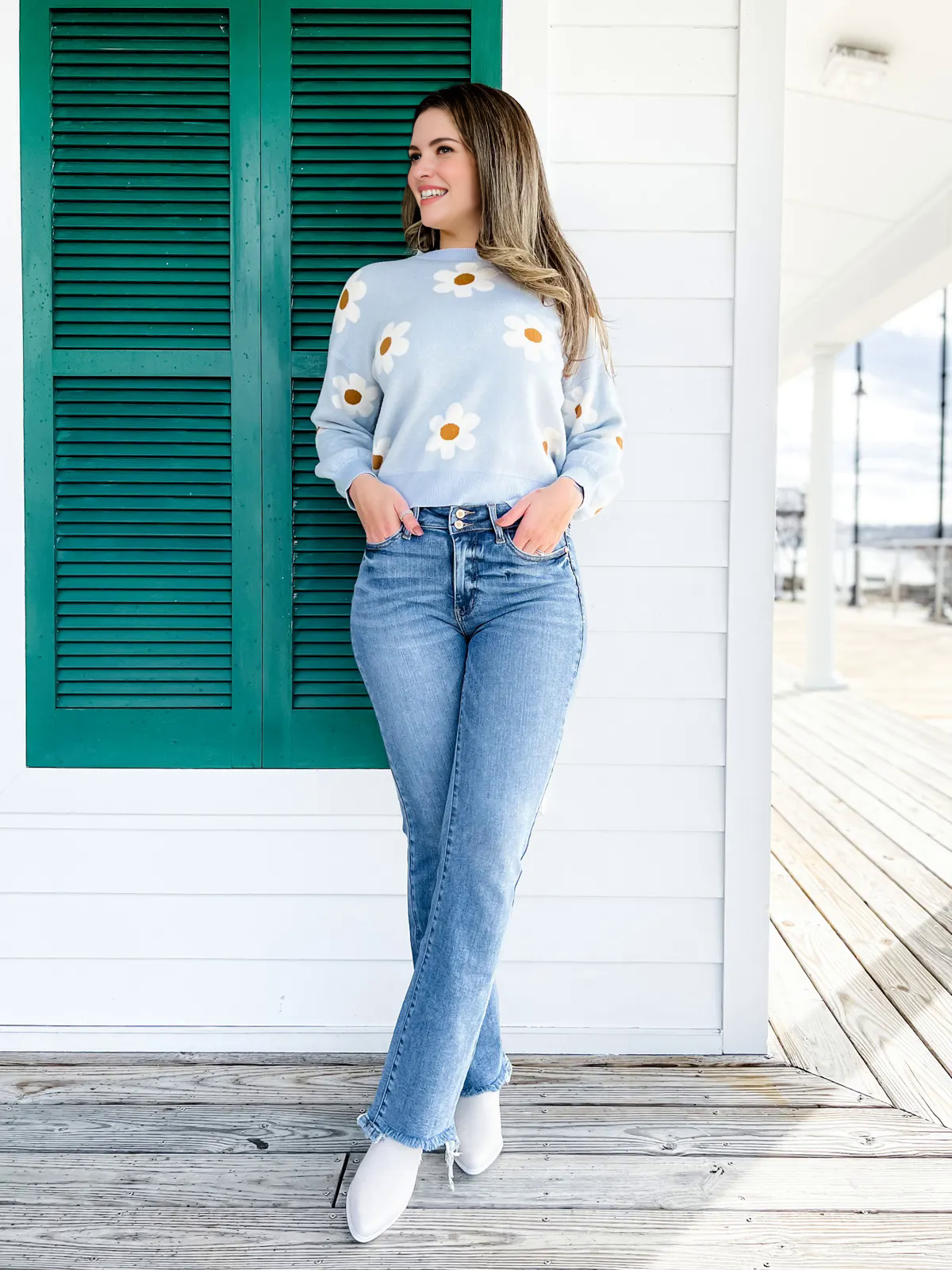 Vintage spijkerbroek met dubbele knoop en rafelige zoom, uitlopende pijpen (Koop 2, gratis verzending)