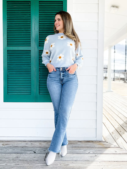 Vintage spijkerbroek met dubbele knoop en rafelige zoom, uitlopende pijpen (Koop 2, gratis verzending)