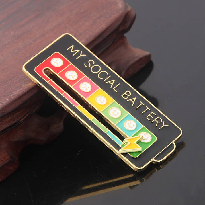 My Social Battery Pin Slider 7 days Mood Brooch