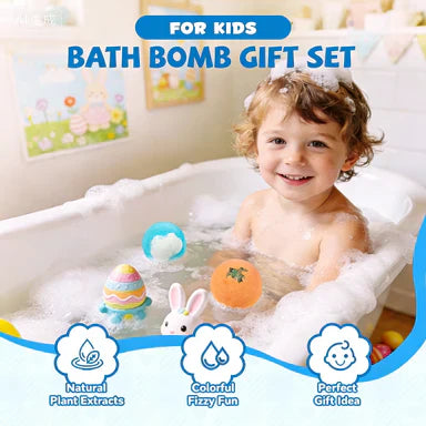 🛁 Natural Bath Bombs for Kids with Mega Bubbles & Surprise Inside 🥚✨12 pcs[1 Box]