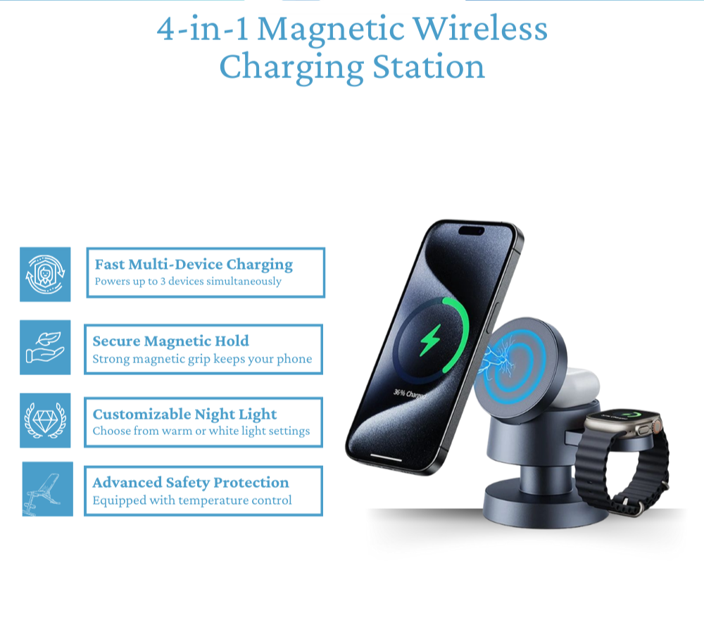 Zaho™ MultiCharge Pro 4-in-1 Magnetic Wireless Charging Station