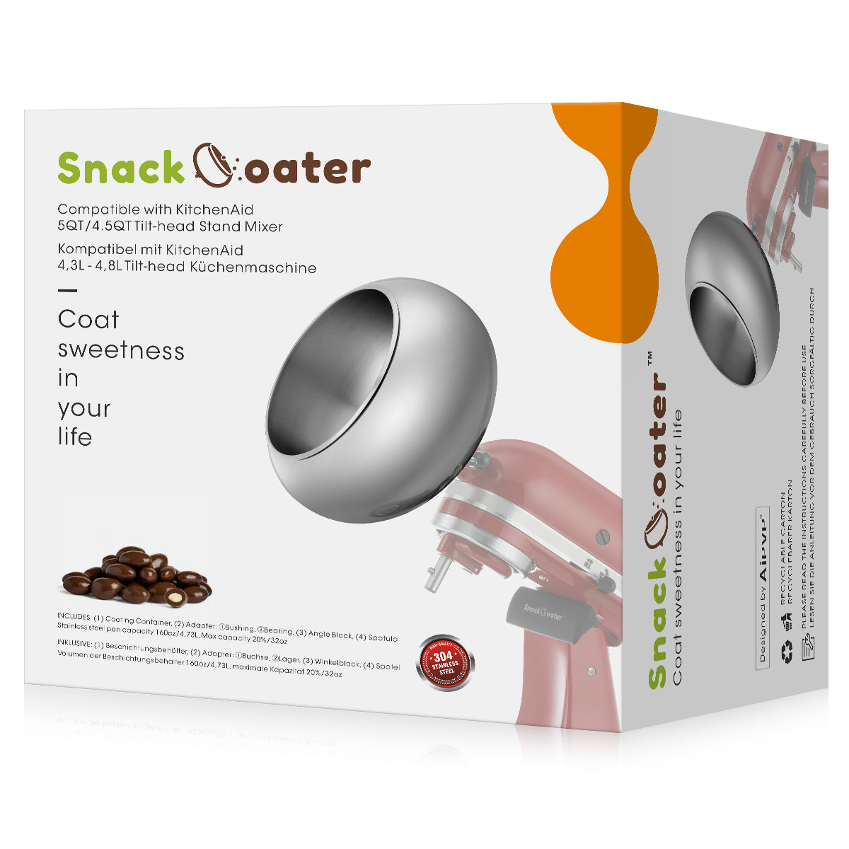 Zaho Snack Coater Coating Pan Attachment