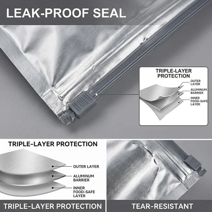 🛡️🥬 Reusable thickened upright aluminum foil sealing storage bags with label