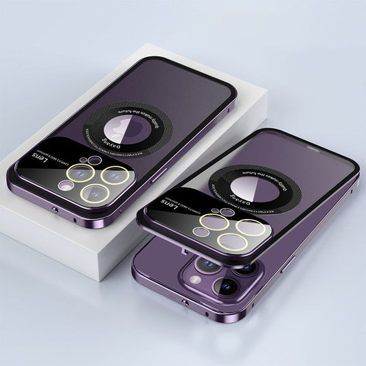 Transparent Metal Frame Snapped Button Lock For iPhone Case