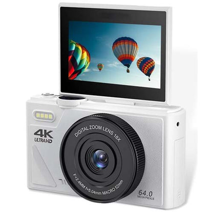 UHD 4K 64MP, Digital Camera with Flip Screen LCD