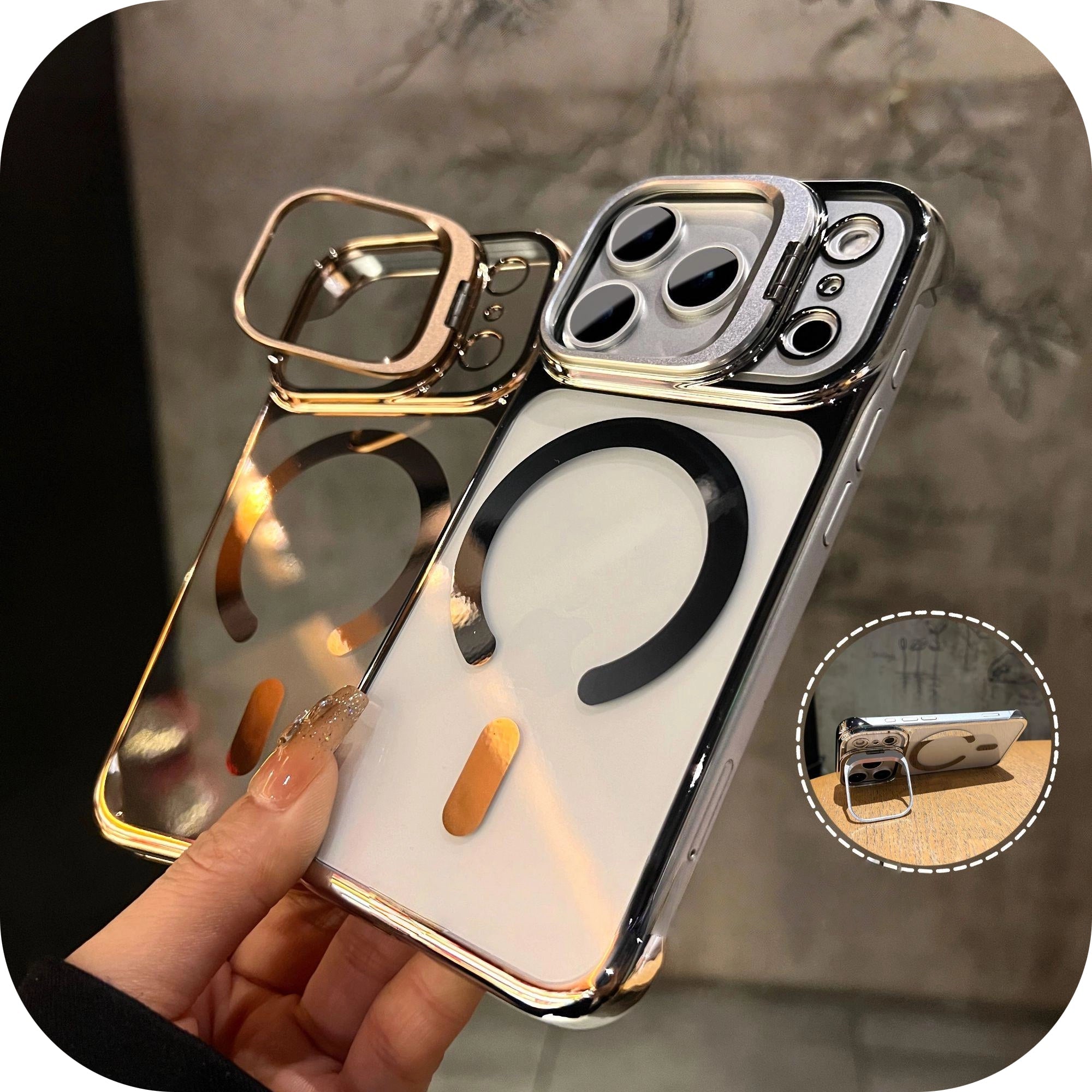 Magnetic Borderless Case with Built-in Lens Holder