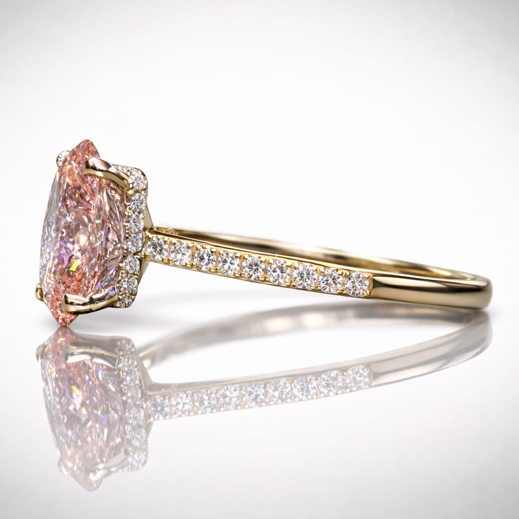 "Lily" Fancy Pink Halo Diamond Ring