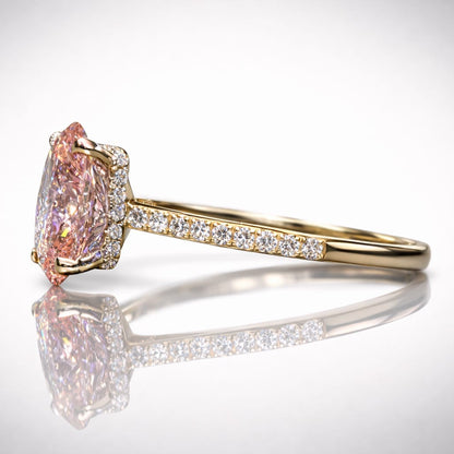 "Lily" Fancy Pink Halo Diamond Ring