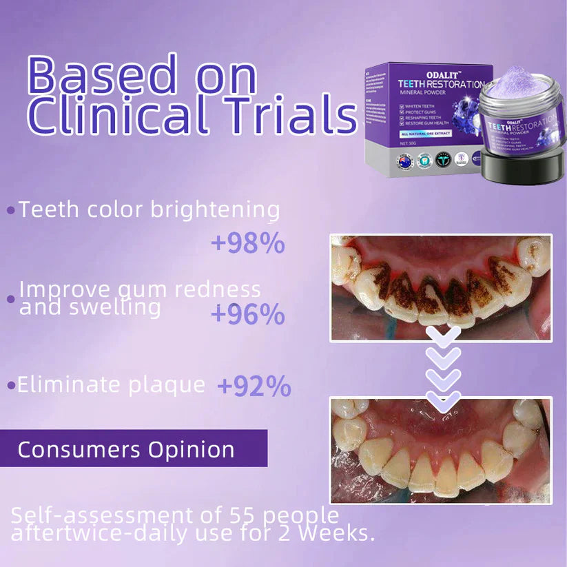 Polvo Mineral ODALIT™ para Restauración Dental 🦷 (Recomendado por TGA) (Trata la periodontitis y las úlceras bucales, previene la pérdida de dientes y repara la retracción de las encías)