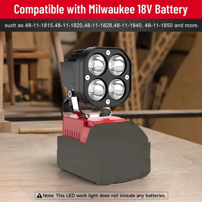LED-Arbeitsleuchte kompatibel mit Milwaukee 18V-Akku/Dewalt 18V- und 20V-Akku