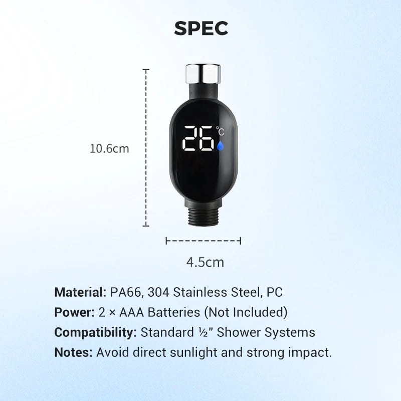 🌡️ Douchethermometer - Directe Digitale Weergave, Waterdicht & Makkelijk te Installeren voor Veilig Baden 👶📦