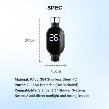 🌡️ Douchethermometer - Directe Digitale Weergave, Waterdicht & Makkelijk te Installeren voor Veilig Baden 👶📦