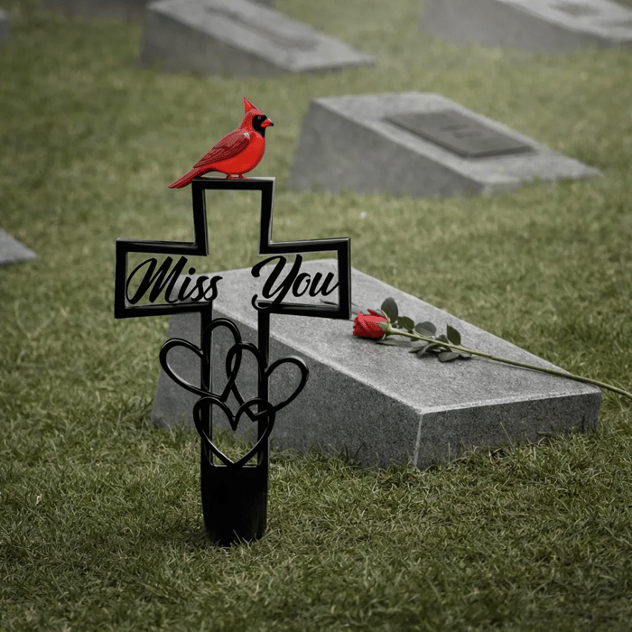 🐦💖 Metal Cemetery Memorial Plaque for Remembrance ✝️