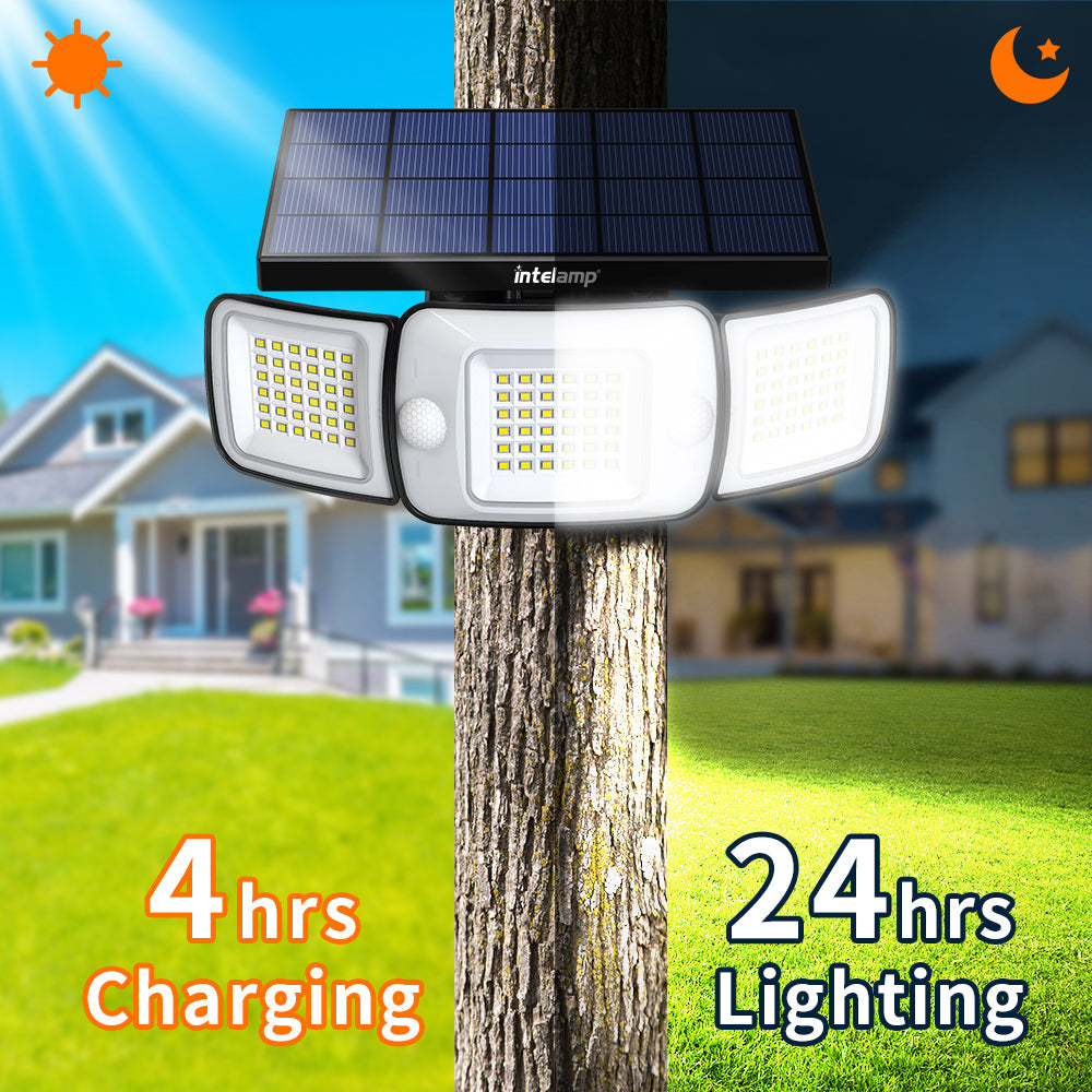 Zaho® 3-Head Outdoor Solar Motion Sensor Light with Remote Control